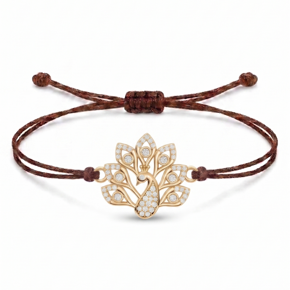 Peacock Charm Cord Bracelet