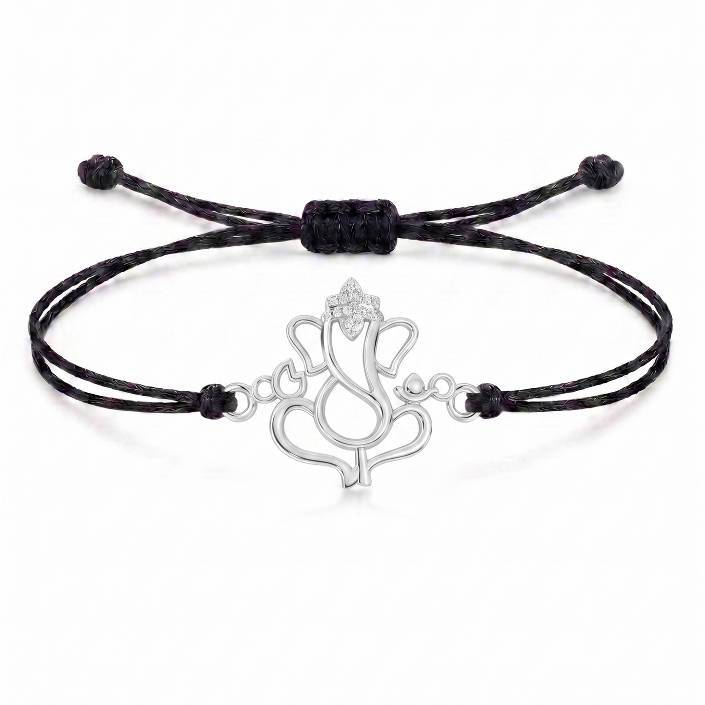 God Lotus Rakhi Charm Cord Bracelet