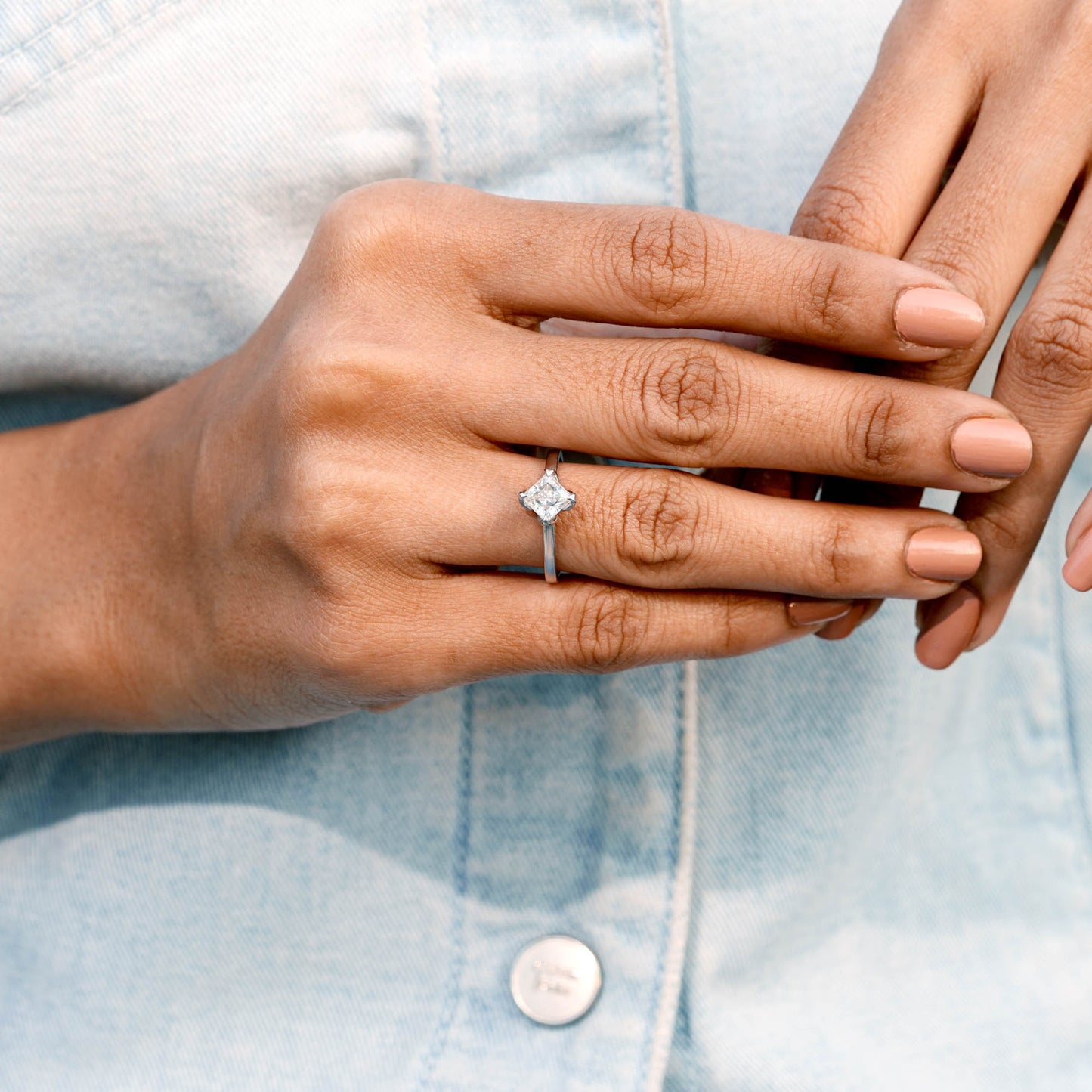 Princess Cut Colorless Engagement Ring