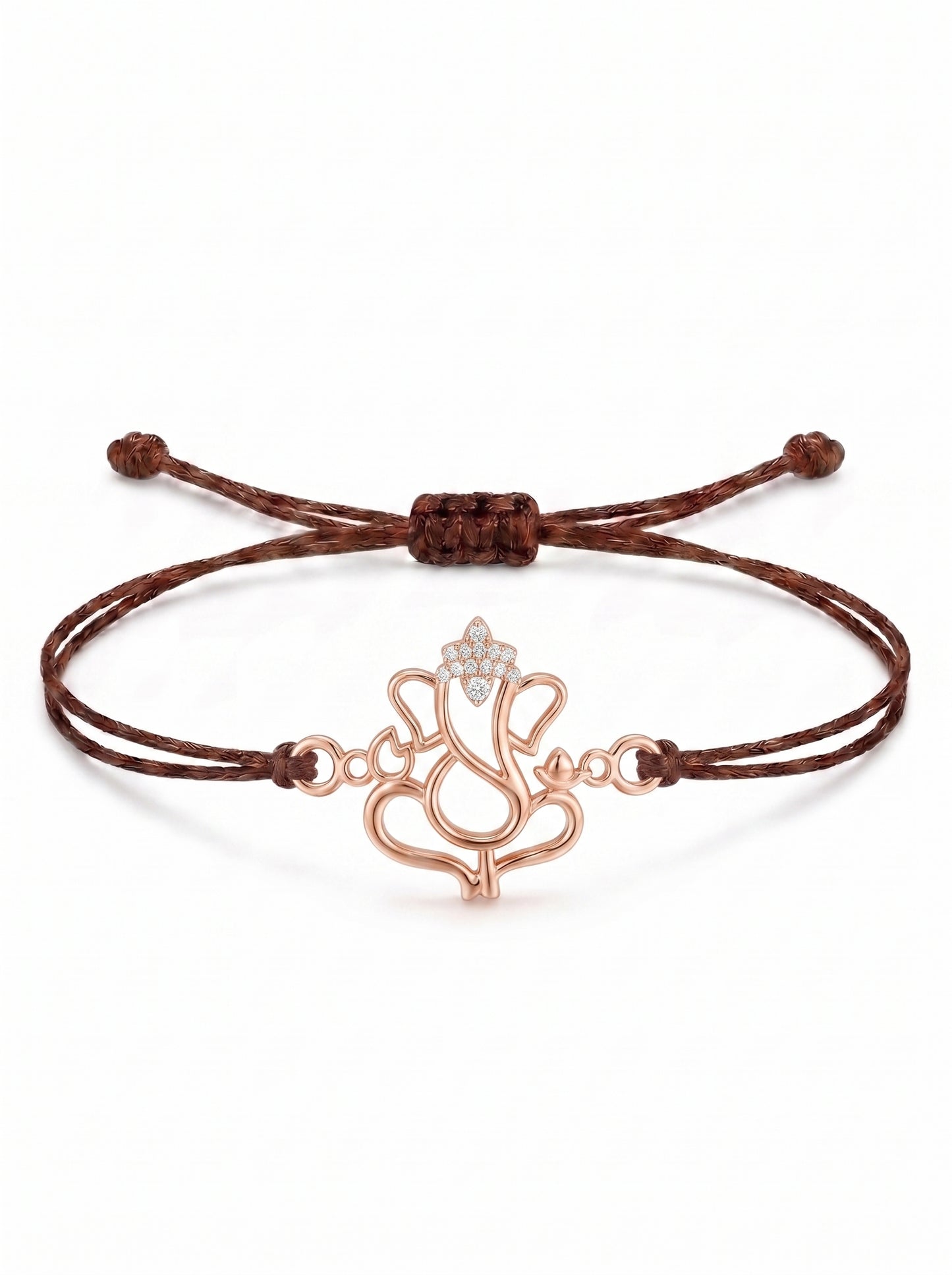 Ganesha Lotus Charm Cord Bracelet