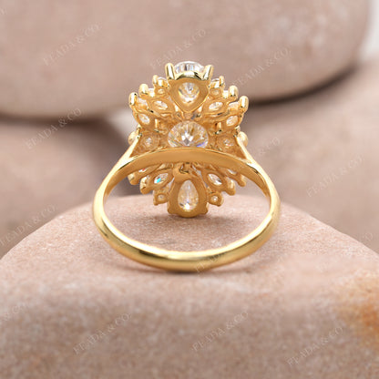 Flower Shape Moissanite Diamond Engagement Ring
