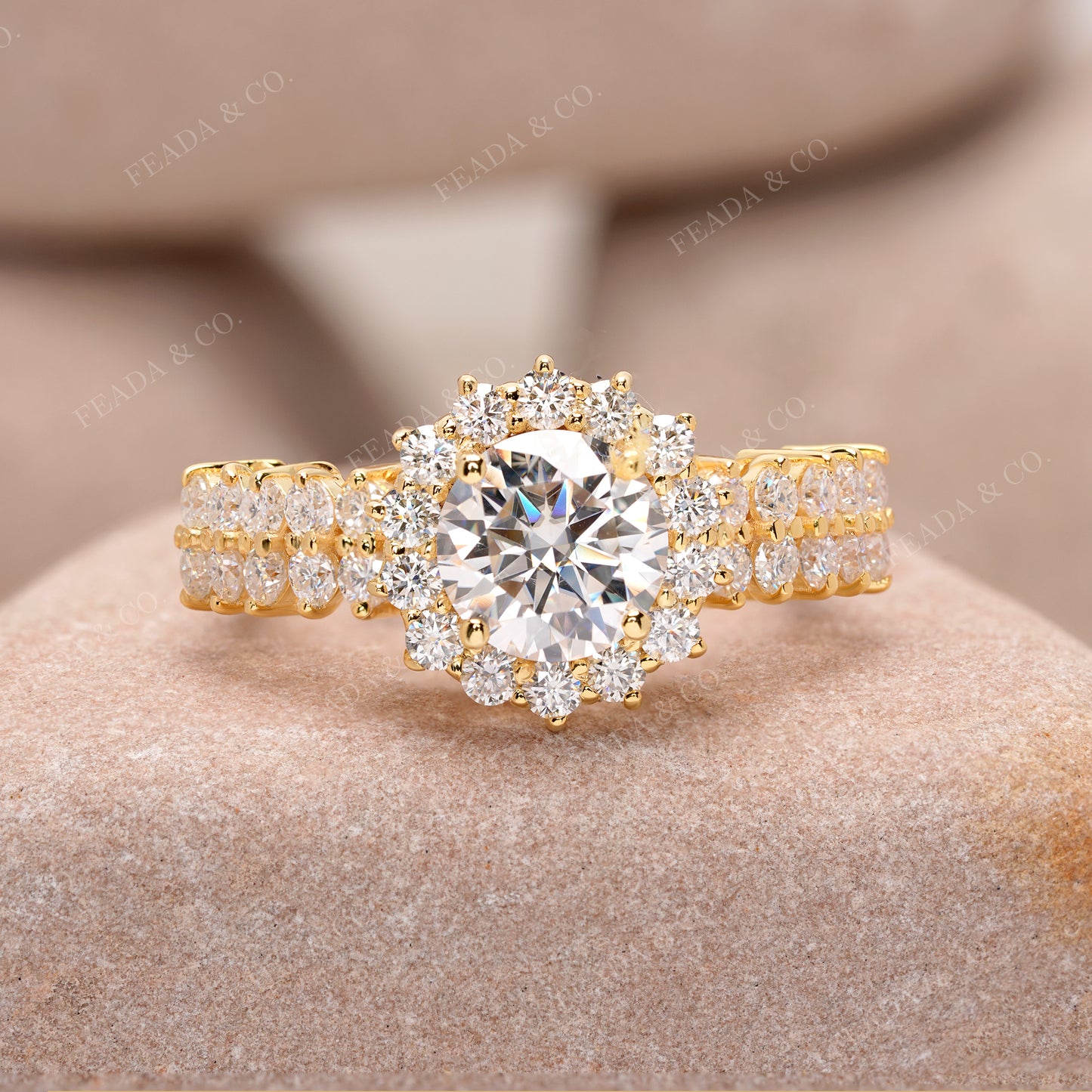 Round Cut Colorless Engagement Ring