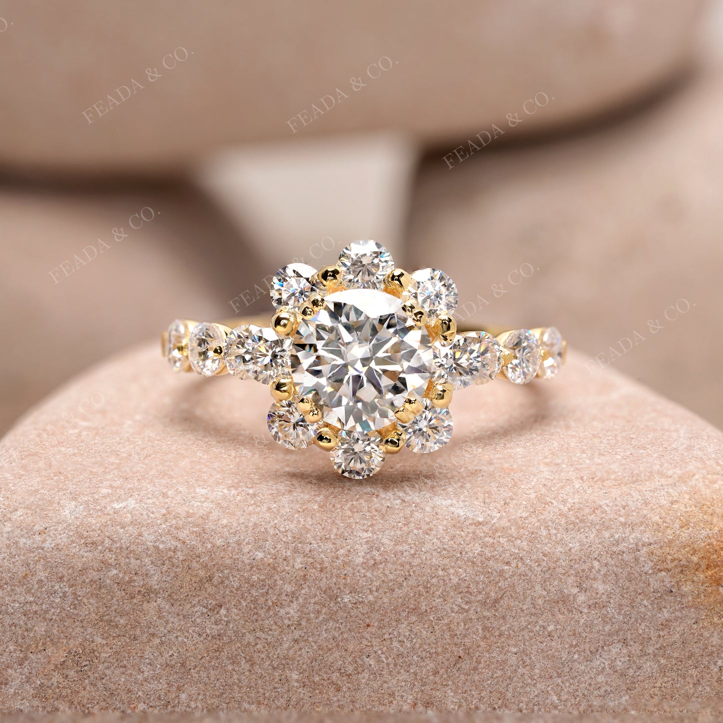 Round Cut Colorless Engagement Ring