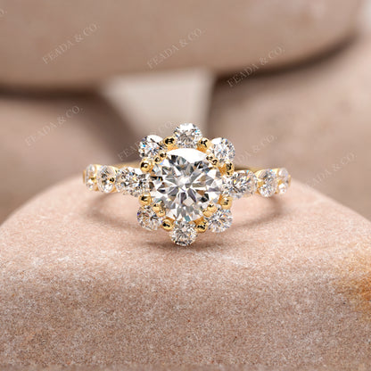 Round Cut Colorless Engagement Ring