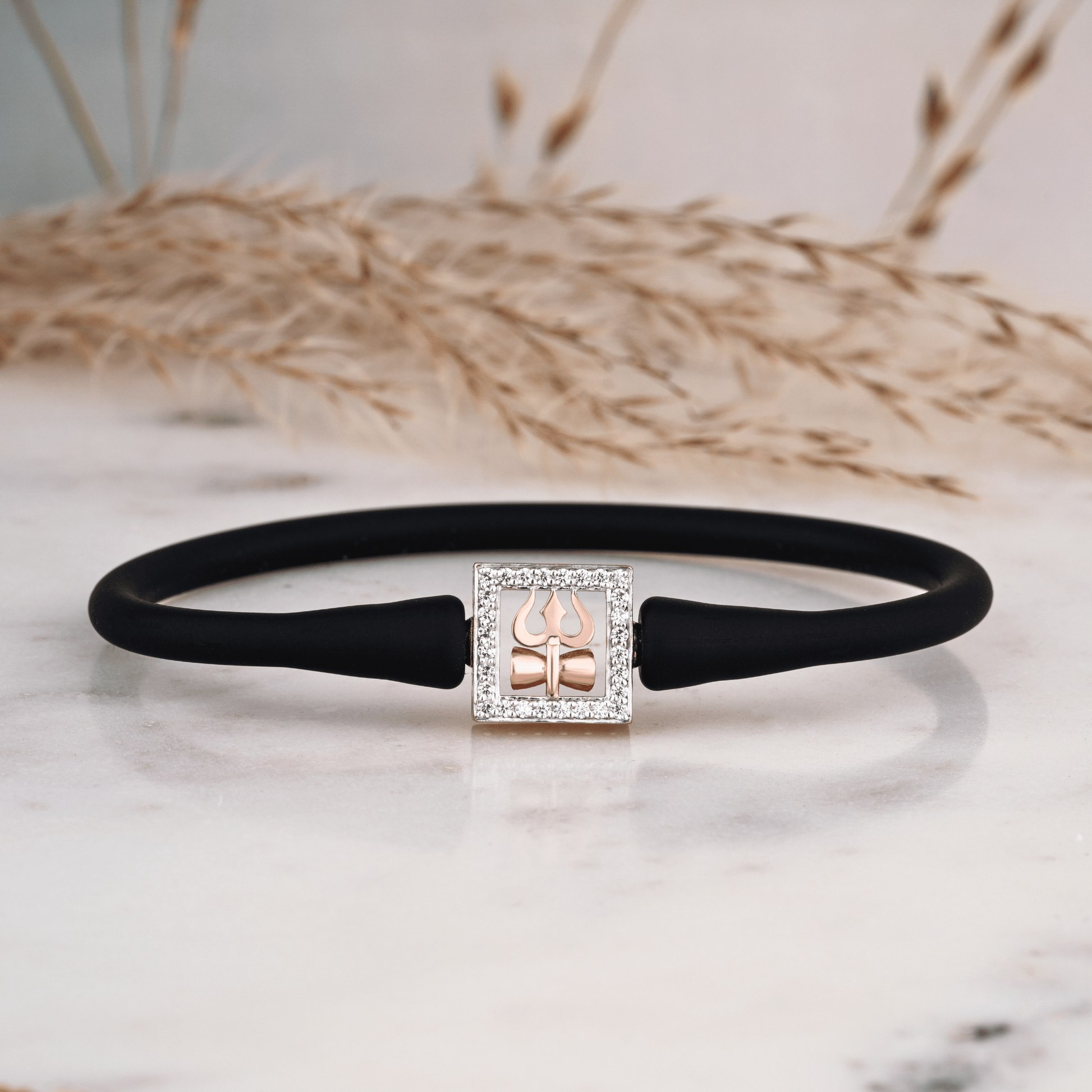 Trishula Charm Silicon Belt Rakhi Bracelet