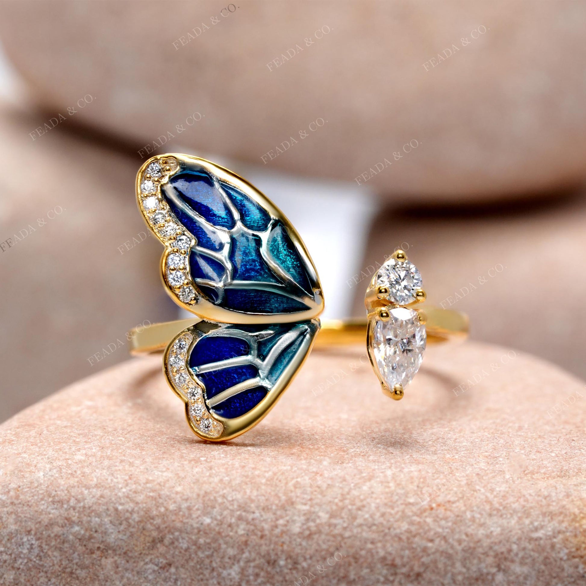 Round, Pear  Premium Butterfly Fashion Ring