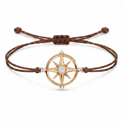 Compass Charm Cord Bracelet