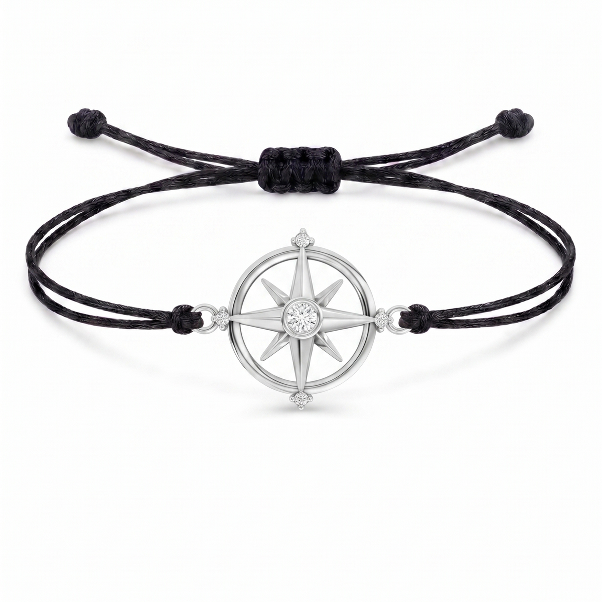 Compass Charm Cord Bracelet