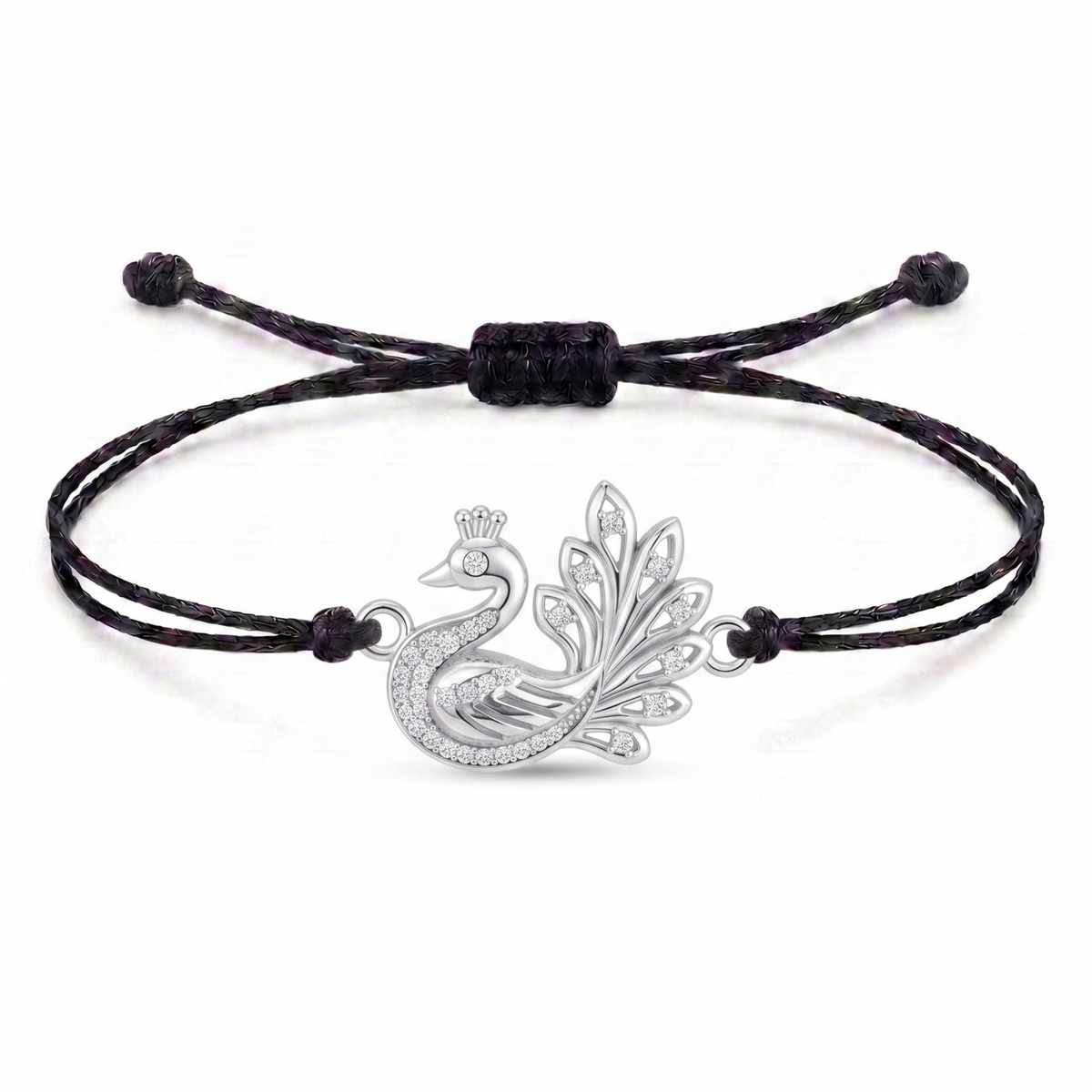 Royal Peacock Charm Cord Bracelet