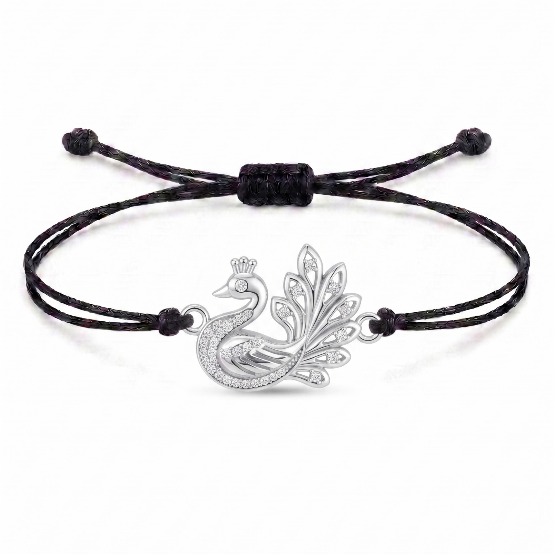 Royal Peacock Charm Cord Bracelet