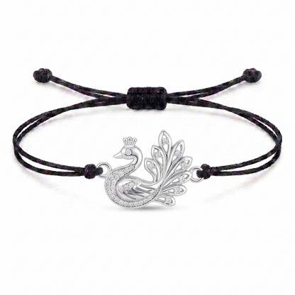 Royal Peacock Charm Cord Bracelet