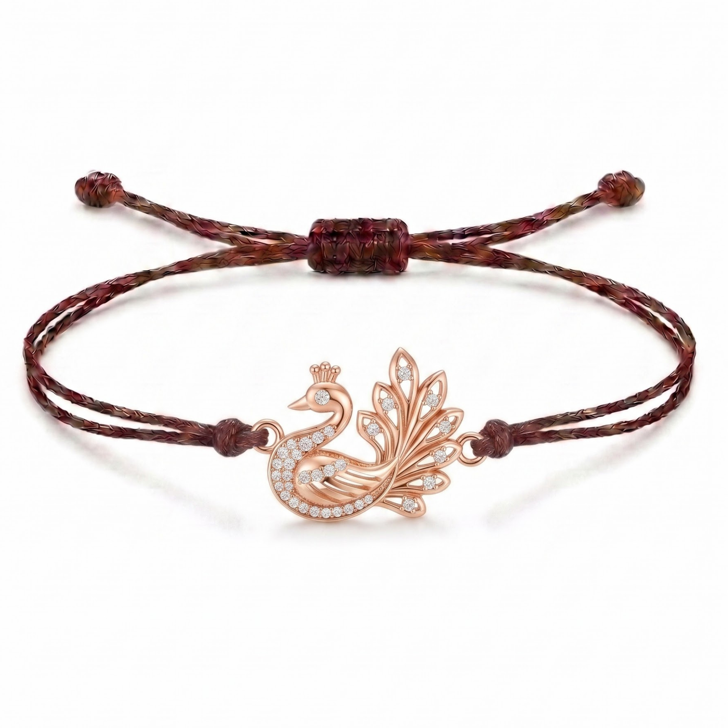 Royal Peacock Charm Cord Bracelet