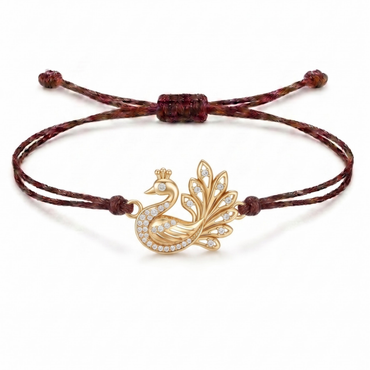 Royal Peacock Charm Cord Bracelet