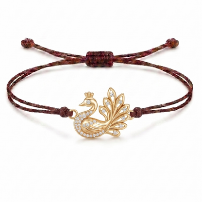 Royal Peacock Charm Cord Bracelet