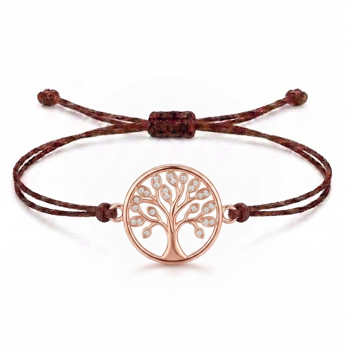 Circle Tree of Life Charm Cord Bracelet