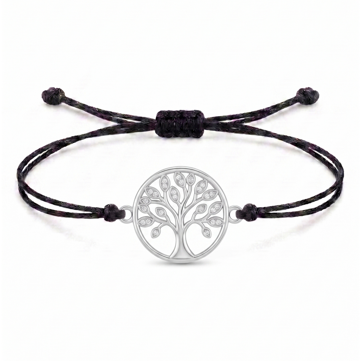 Circle Tree of Life Charm Cord Bracelet