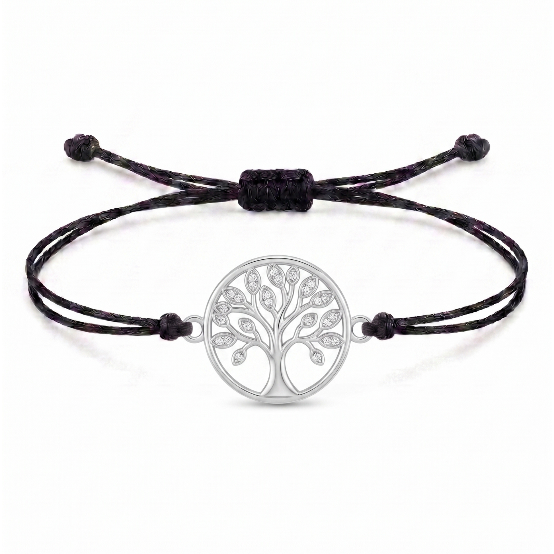 Circle Tree of Life Charm Cord Bracelet