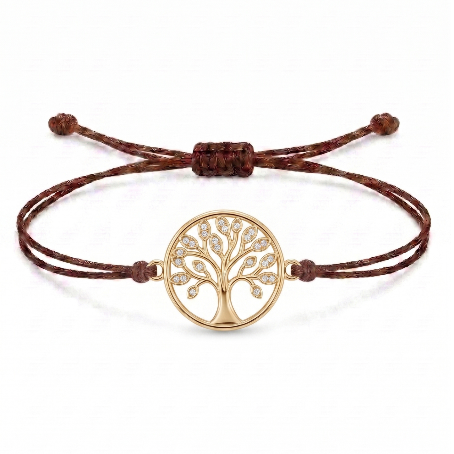 Circle Tree of Life Charm Cord Bracelet