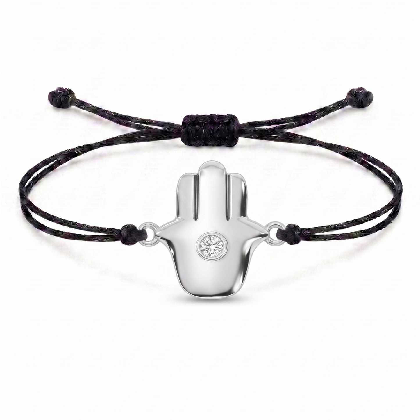 Minimal Hamsa Charm Cord Bracelet