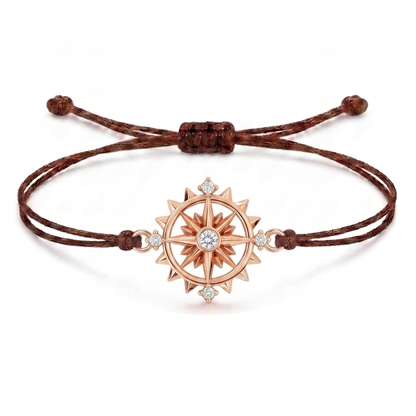 Sun Compass Charm Cord Bracelet