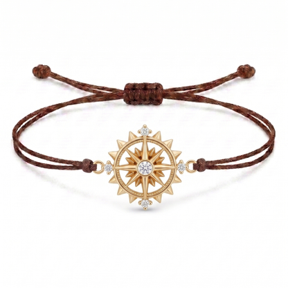 Sun Compass Charm Cord Bracelet