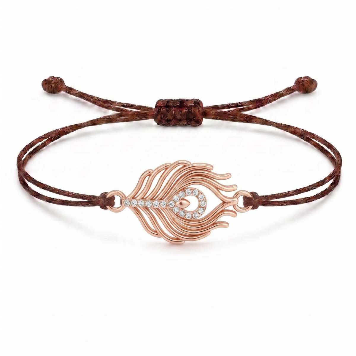 Peacock Feather Charm Cord Bracelet