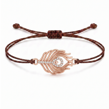 Peacock Feather Charm Cord Bracelet
