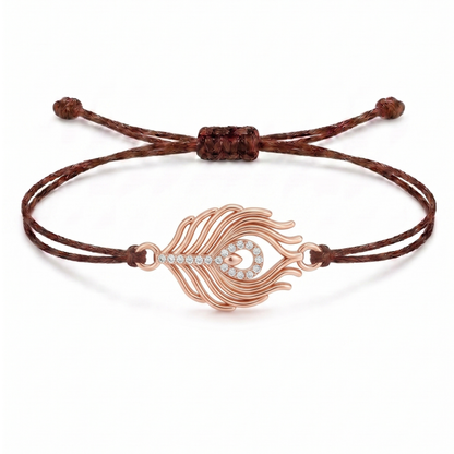 Peacock Feather Charm Cord Bracelet