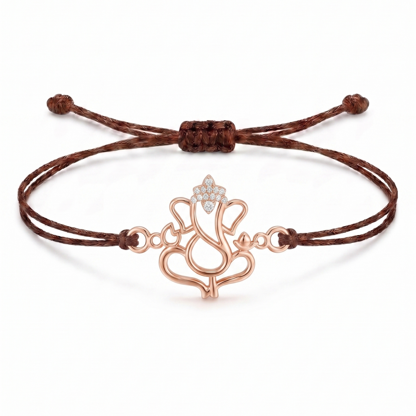 God Lotus Rakhi Charm Cord Bracelet