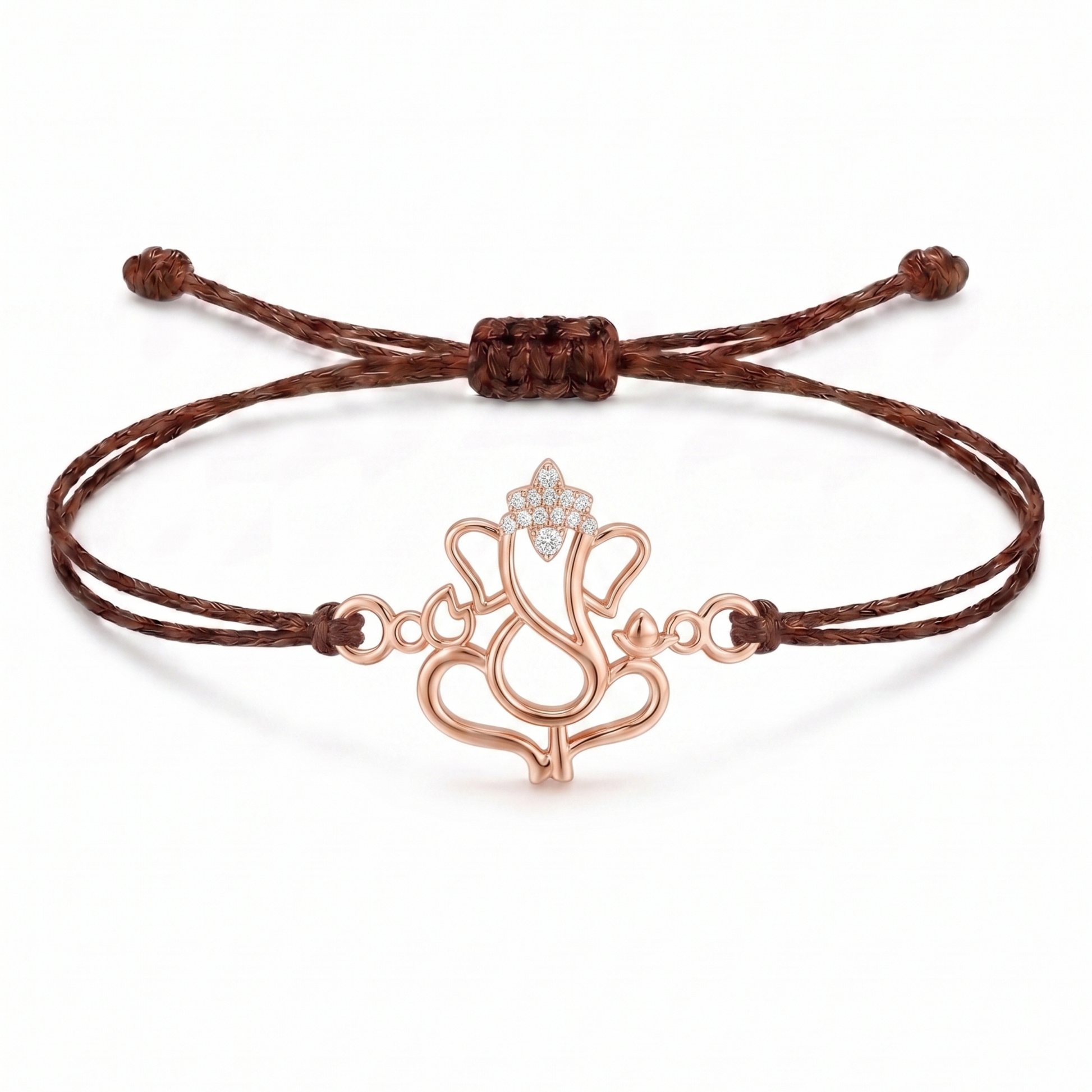 God Lotus Rakhi Charm Cord Bracelet