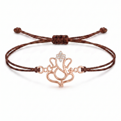 God Lotus Rakhi Charm Cord Bracelet
