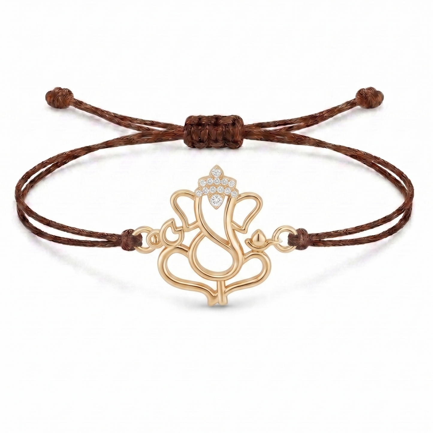 God Lotus Rakhi Charm Cord Bracelet