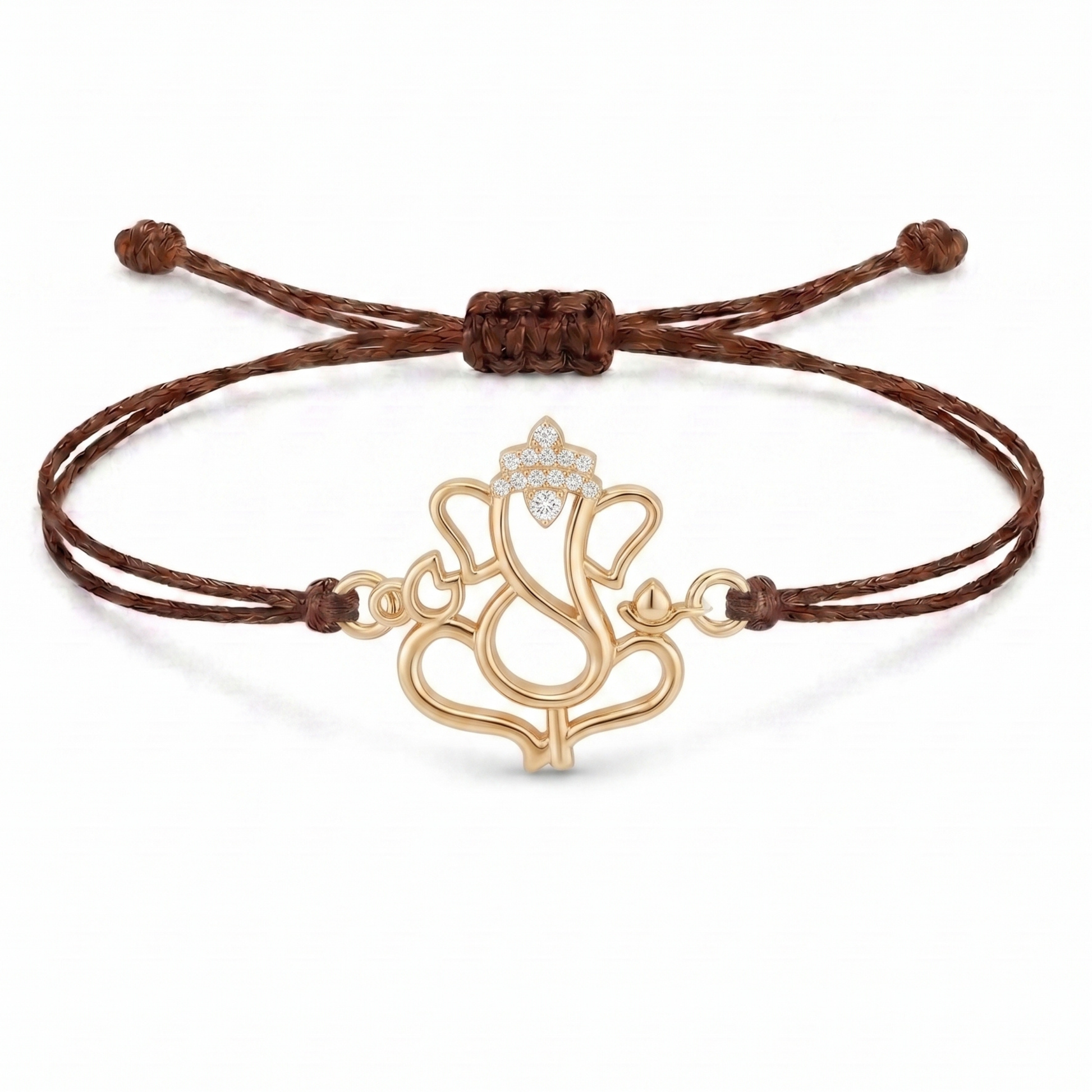 God Lotus Rakhi Charm Cord Bracelet