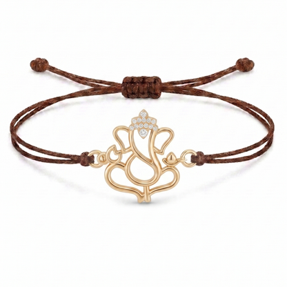 God Lotus Rakhi Charm Cord Bracelet