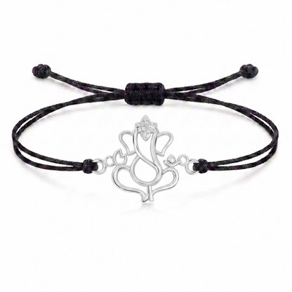 God Lotus Rakhi Charm Cord Bracelet