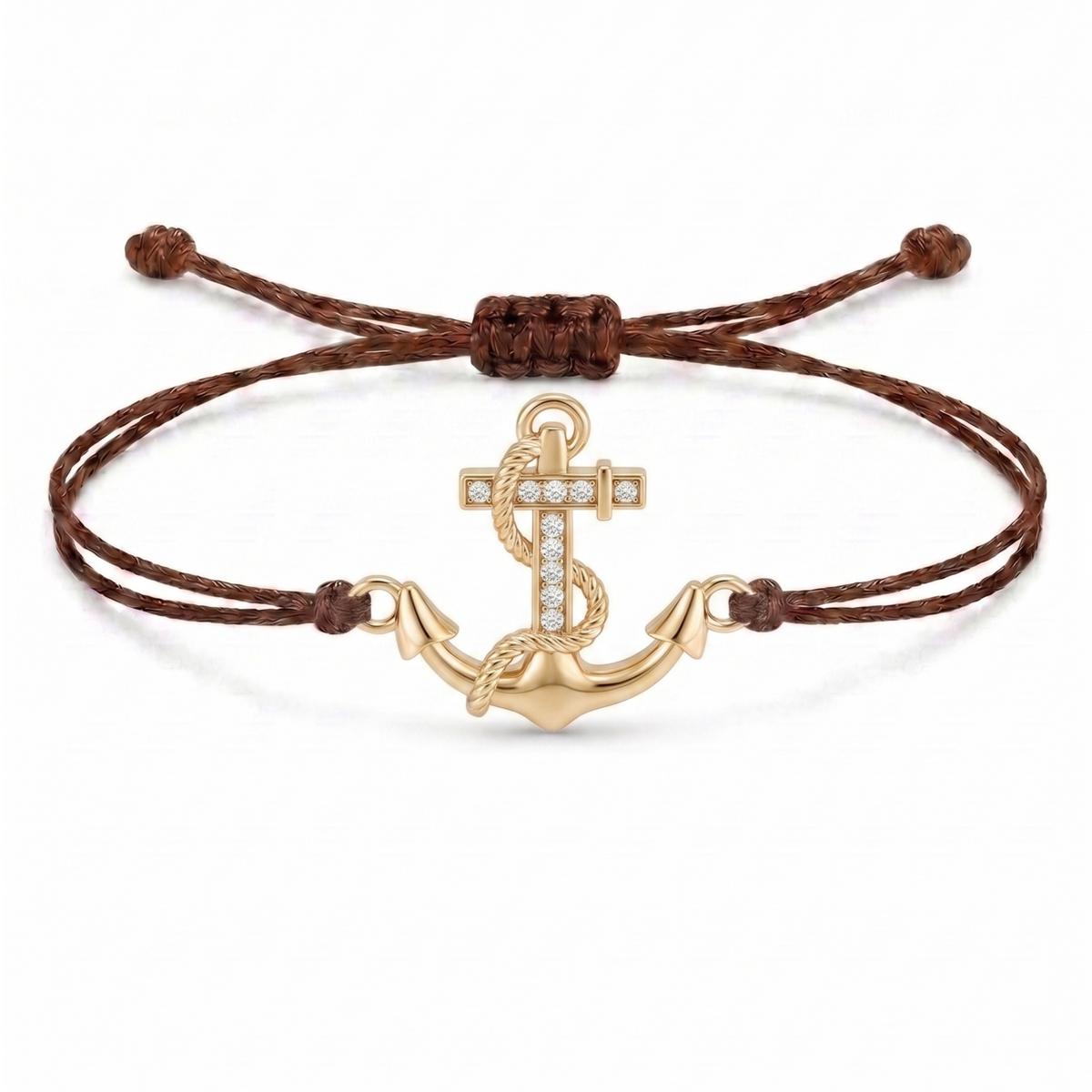 Nautical Anchor Charm Cord Bracelet