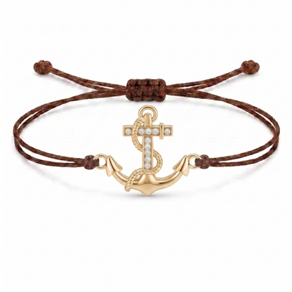 Nautical Anchor Charm Cord Bracelet