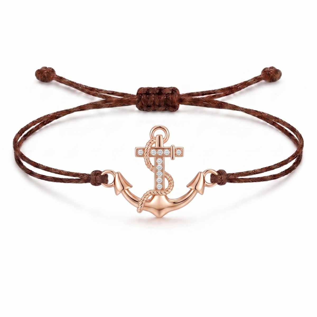 Nautical Anchor Charm Cord Bracelet
