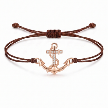 Nautical Anchor Charm Cord Bracelet