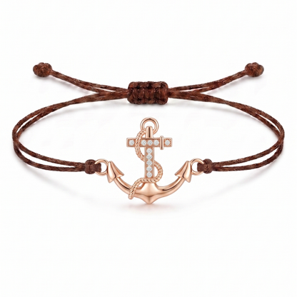 Nautical Anchor Charm Cord Bracelet