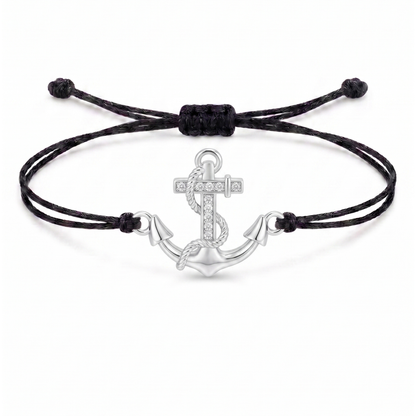 Nautical Anchor Charm Cord Bracelet