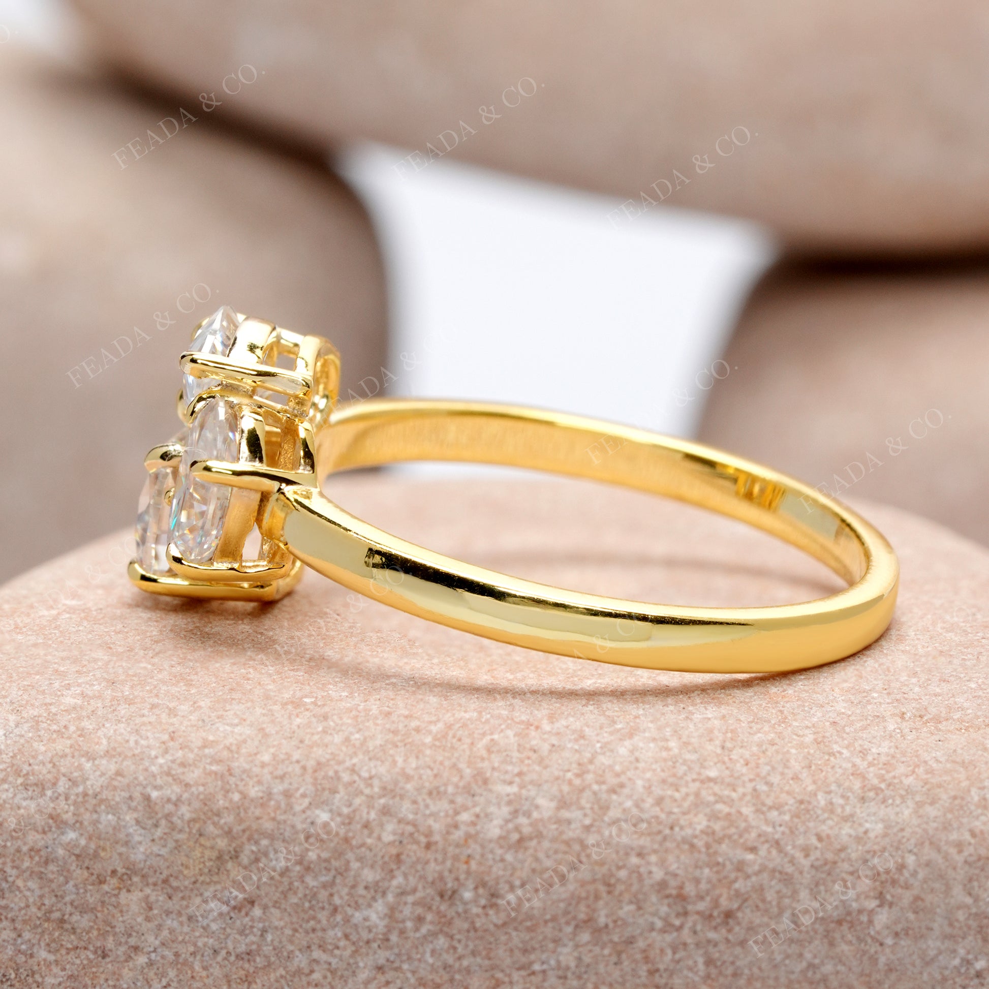 Oval, Pear, Cushion Square Cut Colorless Engagement Ring