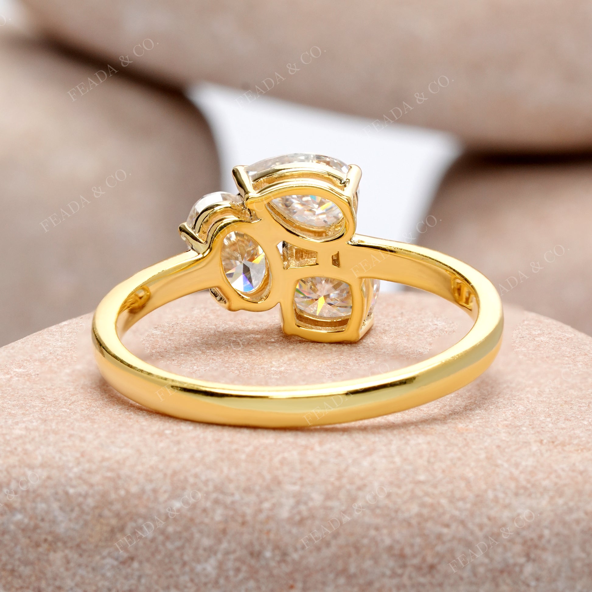 Oval, Pear, Cushion Square Cut Colorless Engagement Ring