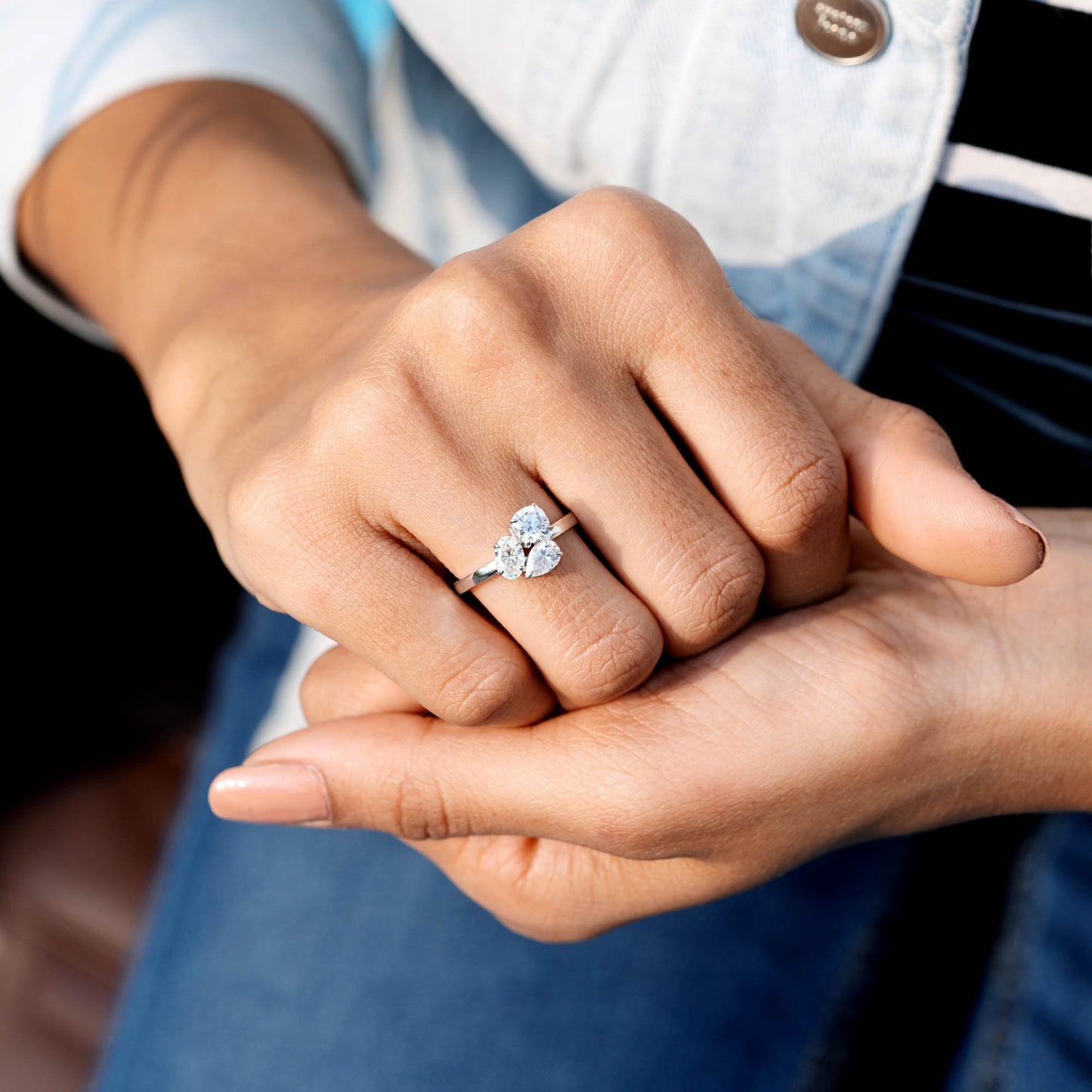 Oval, Pear, Cushion Square Cut Colorless Engagement Ring