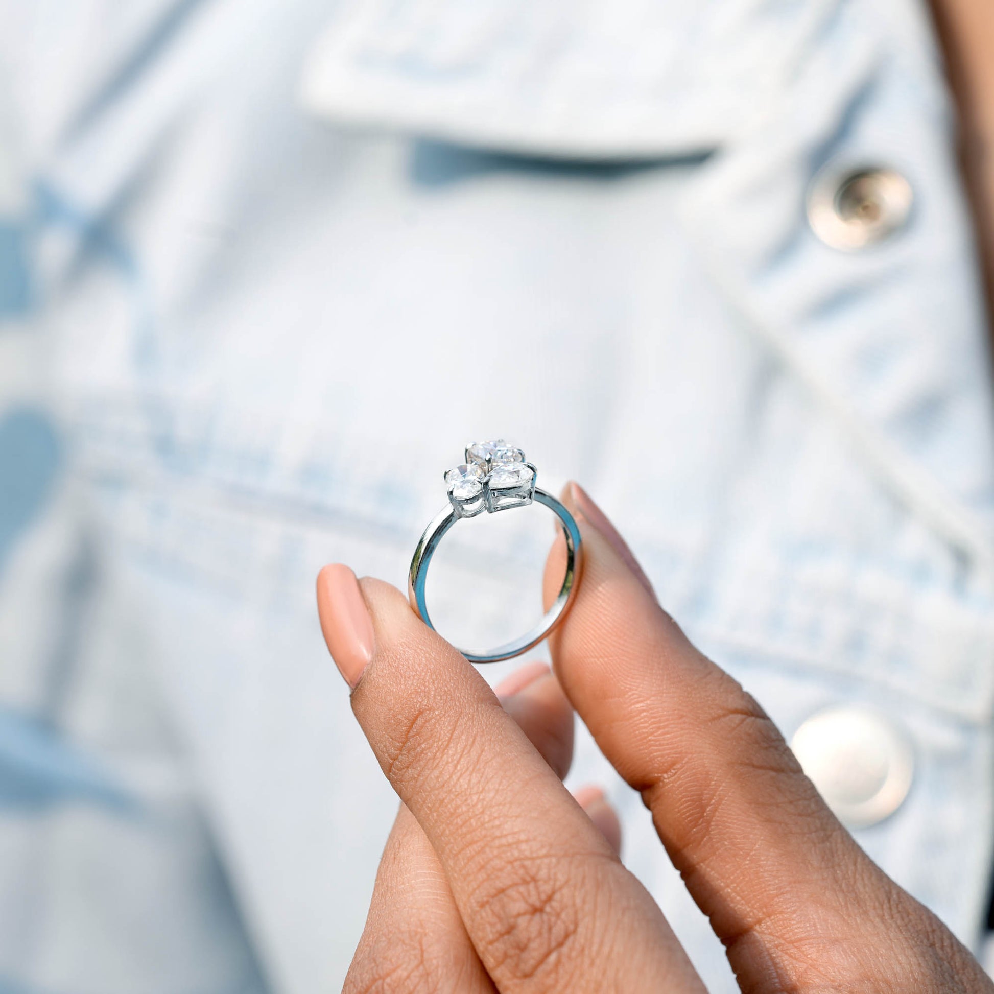 Oval, Pear, Cushion Square Cut Colorless Engagement Ring