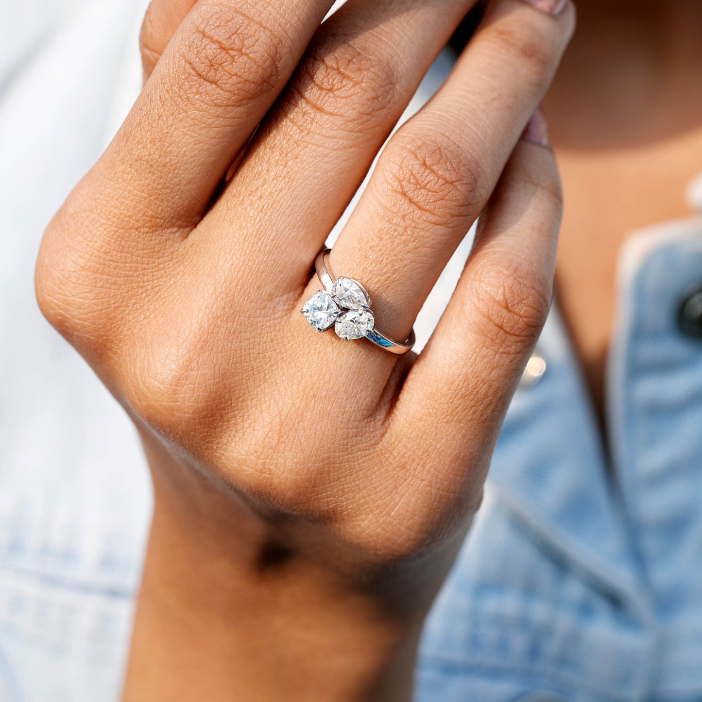 Oval, Pear, Cushion Square Cut Colorless Engagement Ring