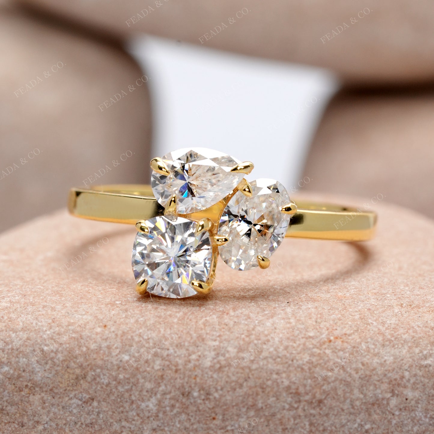 Oval, Pear, Cushion Square Cut Colorless Engagement Ring
