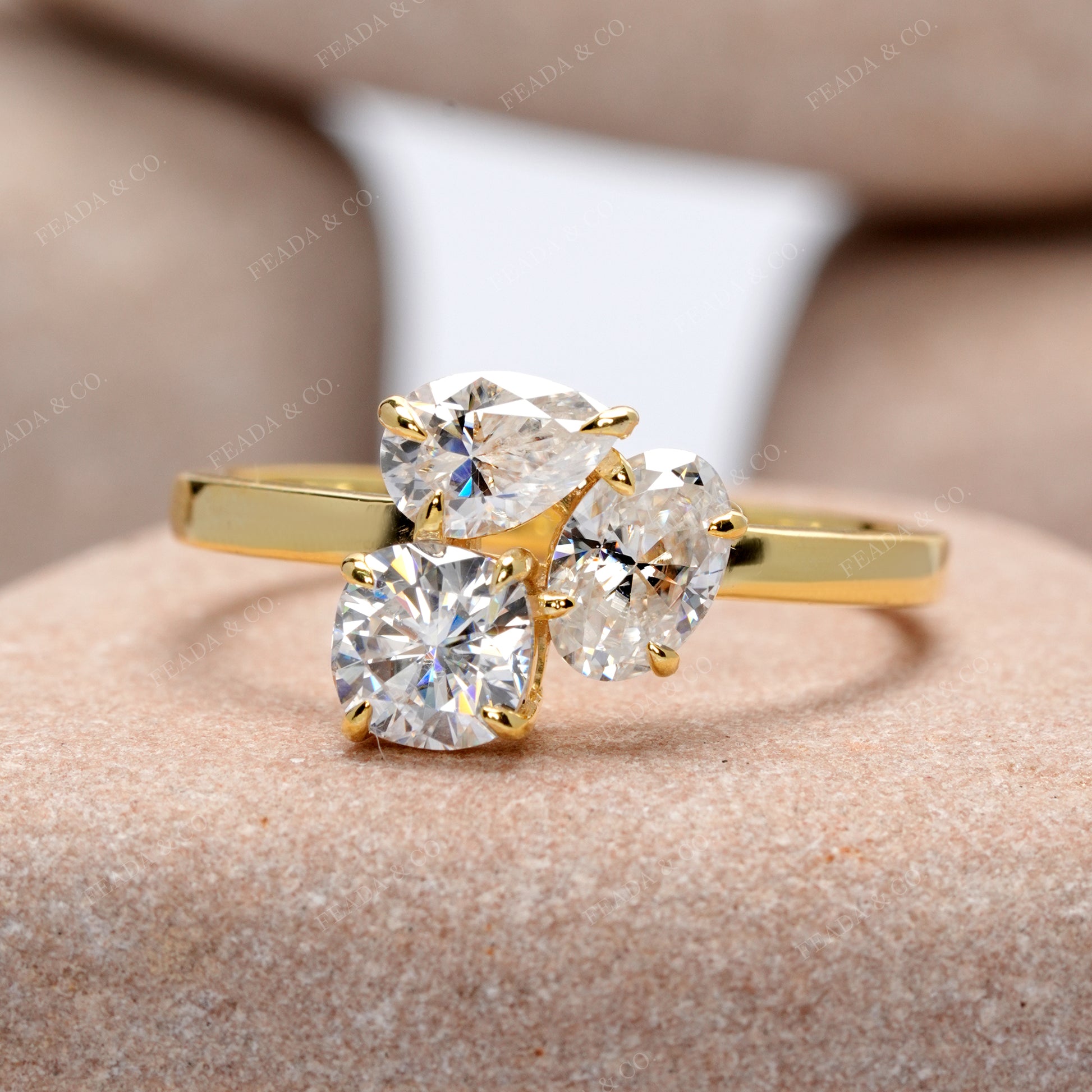 Oval, Pear, Cushion Square Cut Colorless Engagement Ring