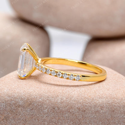 Round, Emerald Cut Colorless Engagement Ring