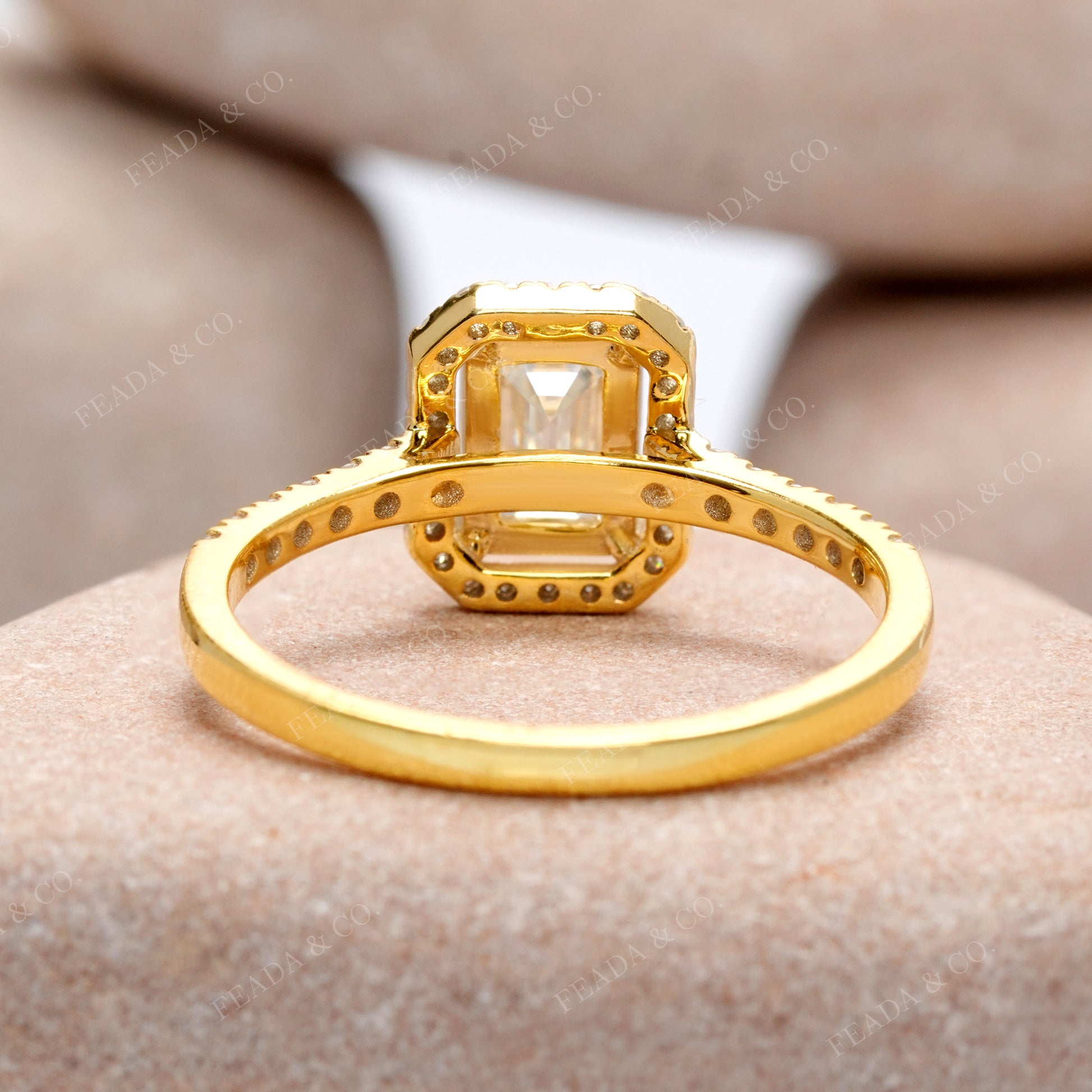 Round, Emerald Cut Colorless Engagement Ring